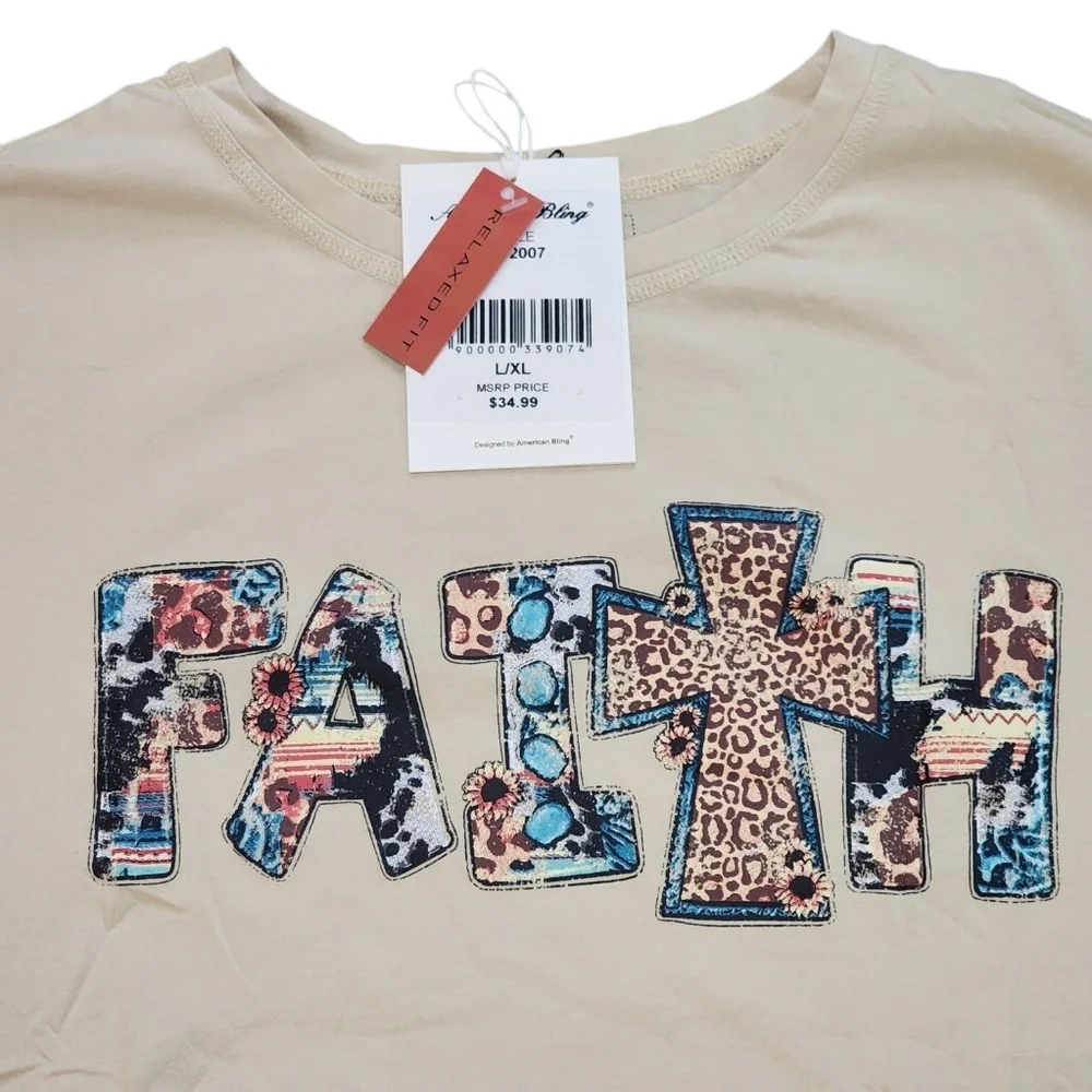 American Bling‎ Faith T-shirt Size L - Picture 4 of 6